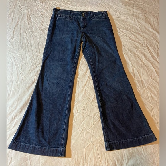 American Eagle Artist Flare Stretch Denim Jeans Blue Women's Size 12 GUC Bell - Picture 2 of 11